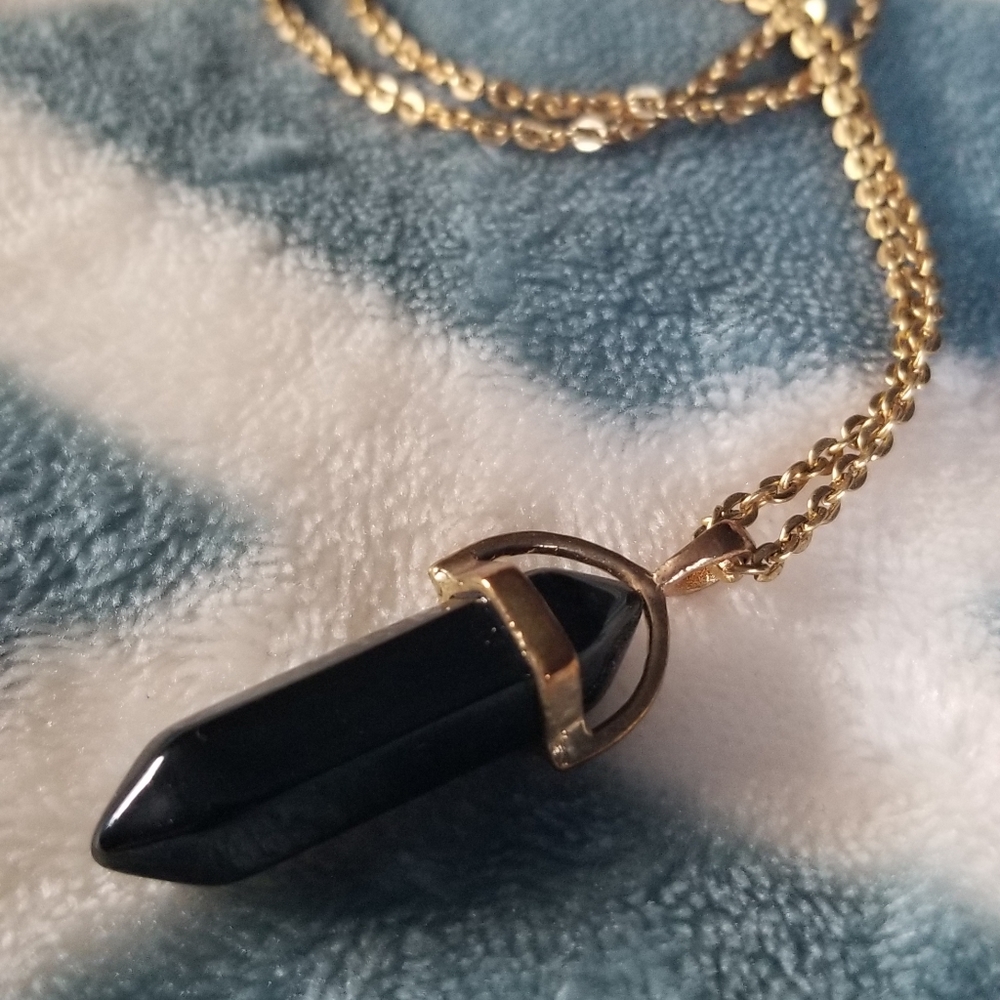Black Crystal Pendant Necklace